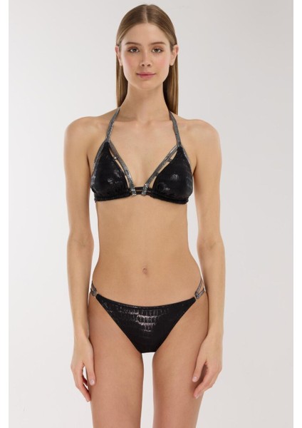 5635 Parlak Siyah Bikini Takımı