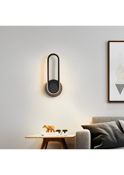 Dekoratif Oval Duvar Lambası LED Aplik, Siyah, 6000K Beyaz Işık, Alüminyum, GU10 Duy