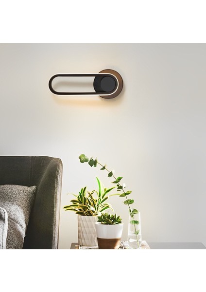Dekoratif Oval Duvar Lambası LED Aplik, Siyah, 6000K Beyaz Işık, Alüminyum, GU10 Duy