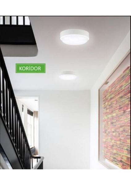 Balkon Lambası Artos 15W Beyaz Kasa Yuvarlak Banyo Lambası 6400K Beyaz LED Işık Teras Tavan Lambası
