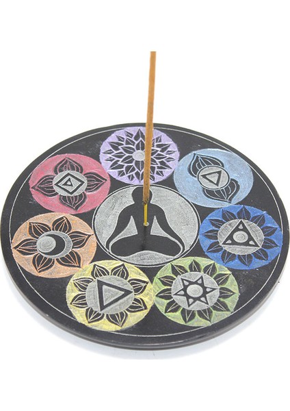 Obsidian Taşı 7 Çakra (Chakra) Tasarımı Tütsülük