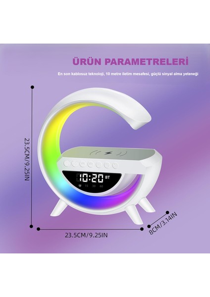 Kablosuz Şarjlı- Hoparlörlü G Masa Lambası