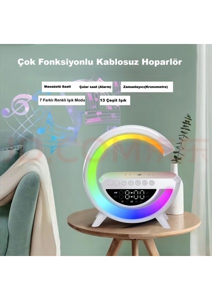 Kablosuz Şarjlı- Hoparlörlü G Masa Lambası