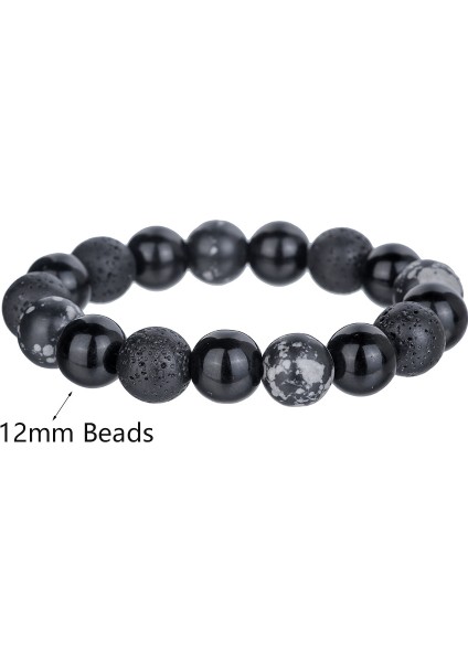 El Yapımı Doğal Volkanik Taş Kaymaktaşı Boncuk Bilezik Erkekler Için Retro 10/8mm Elastik Boncuk Çift Bilezik (Yurt Dışından)