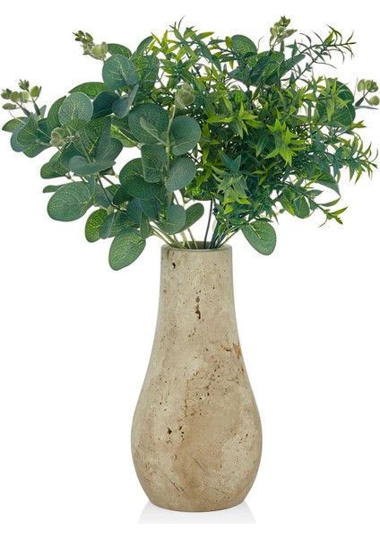 Evza Mermer Traverten Drop Vazo 12*12*25 cm