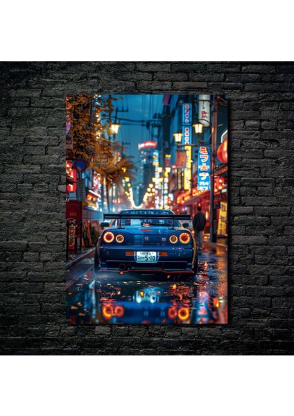 Anime Metal Poster Parlak Göz Alıcı Renkler - Tokyo'da Neon Rüzgarı
