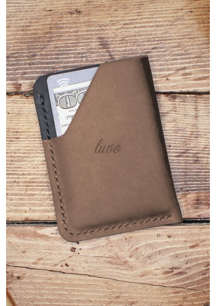 Gerçek Deri El Yapımı Hakiki Deri Kartlık Italyan Dikiş Premium Hakiki Deri Kompakt Kartlık