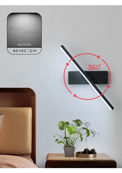 Hareketli 30cm LED duvar aplik, beyaz ışık, şık ve modern tasarım, alüminyum materyal