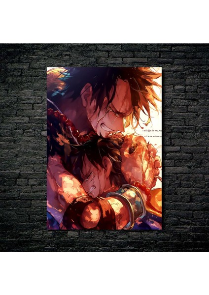 Anime Metal Poster Parlak Göz Alıcı Renkler - Ace ve Luffy Kardeşlik Gözyaşları fiyatları