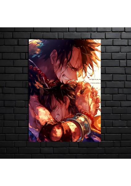 Anime Metal Poster Parlak Göz Alıcı Renkler - Ace ve Luffy Kardeşlik Gözyaşları modelleri