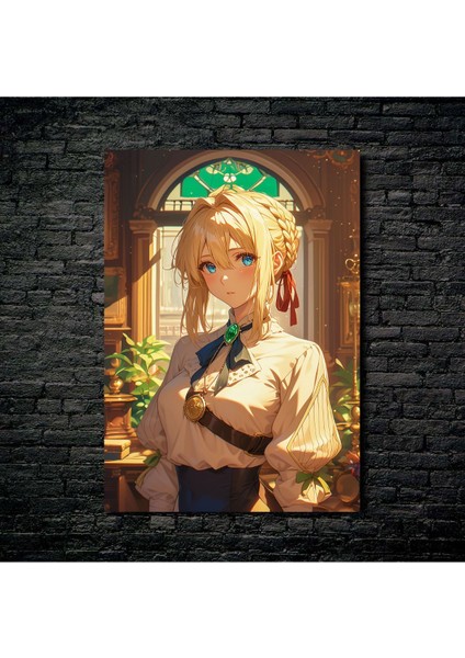 Anime Metal Poster Parlak Göz Alıcı Renkler - Violet Evergarden Zarif Gözler