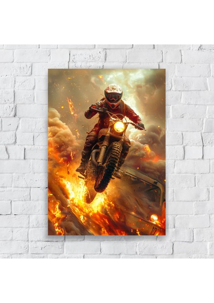 Anime Metal Poster Parlak Göz Alıcı Renkler - Ateşin Içinde Hız ve Delilik