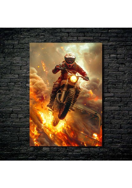 Anime Metal Poster Parlak Göz Alıcı Renkler - Ateşin Içinde Hız ve Delilik