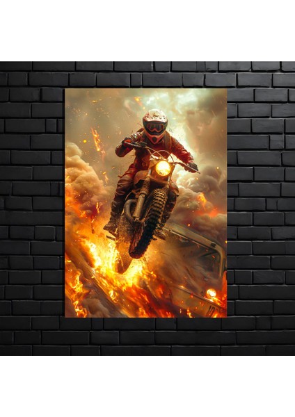 Anime Metal Poster Parlak Göz Alıcı Renkler - Ateşin Içinde Hız ve Delilik