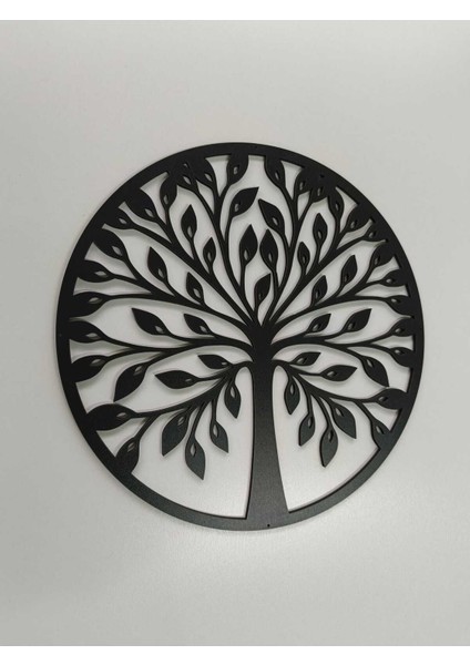 Siyah 30 x 30 cm Yaşam Ağacı Duvar Süsü - 4mm Mdf (Çivi Ile Asılabilir)