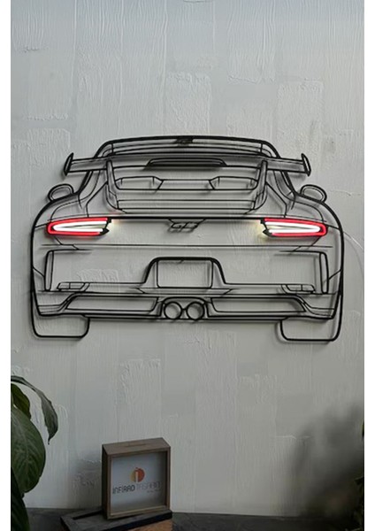 Metal Araba Silüeti Araba Dekoru, Neon Araba Metal Duvar Dekoru, Metal Duvar Sanatı