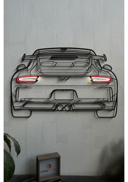 Metal Araba Silüeti Araba Dekoru, Neon Araba Metal Duvar Dekoru, Metal Duvar Sanatı