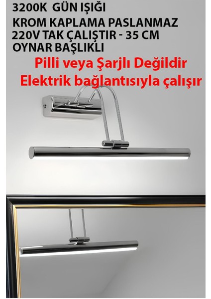 Şık banyo aydınlatması, duvar aynası ve tablo ile zarif aplikasyon seti, metal, bej