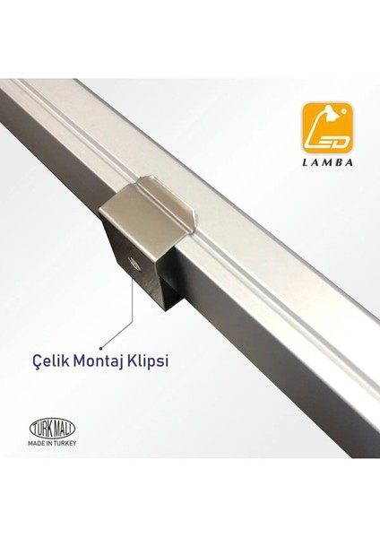 100cm Buzlu Kapaklı LED Mutfak Tezgahı Aydınlatması, Beyaz Işık, Gri Alüminyum, E27 Duy