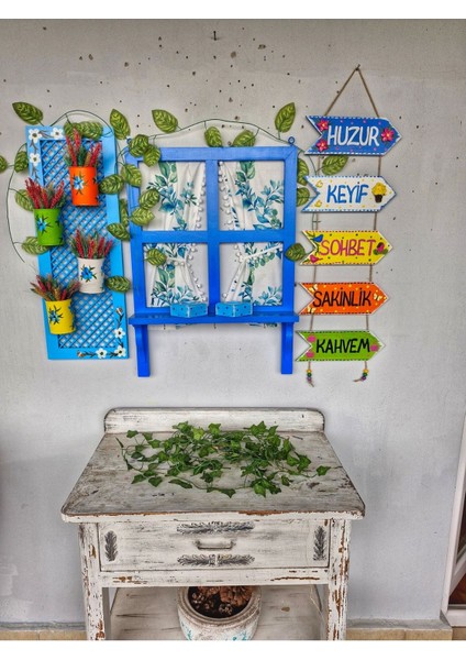Kişiselleştirilebilir Balkon Duvar Dekor Seti,ahşap Pencere+Pano+Oklar