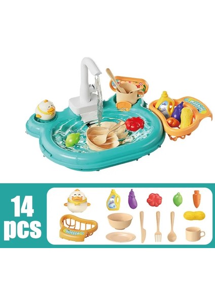 lar Bulmaca, Oyuncak Oyun Yıkayan Havza ı Mutfak Interaktif 2-1 Arada Slayt Balıkçılığı Montessori Oyuncak 14PCS Yeşil (Yurt Dışından)