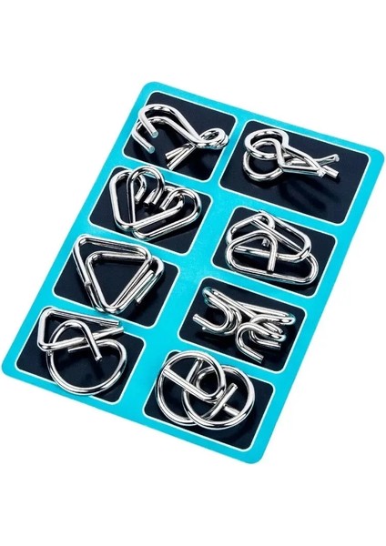 8pcs/set Metal Montessori Bulmaca Teli Iq Zihin Beyin Teaser ı lar Yetişkinler Interaktif Oyun Gümüş Eğitim Oyuncak Mavi (Yurt Dışından)