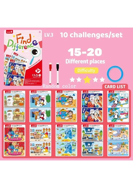 Yeniden Kullanılabilir Bulma Bulma Bulma Oyunu Silinebilir ve Yeniden Yenilenebilir Odak ve Gözlemsel Eğitim Kidscolor Için Beyin Geliştirme Oyuncak Gelişmiş YB-113 (Yurt Dışından)