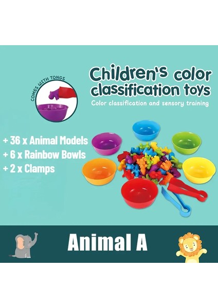 lar Eşleşen Oyun Eğitim ı Öğrenin Hayvan Biliş Gökkuşağı Sıralama Ince Motor Eğitimi Montessori Duyusal Bulmaca Oyuncak Kilo Vahşi Hayvan 36 Pcs (Yurt Dışından)