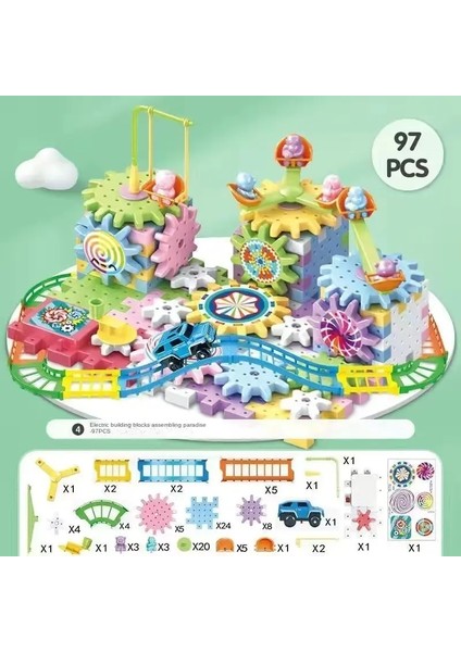 Çok Yönlü Elektrikli Dişli Yapı Taş ı ， Montessori Blok Tuğla Kız Kız si 83PCS (Yurt Dışından)