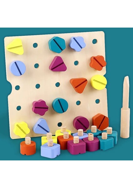 lar Ahşap Vidalı Fındık Sökme Şekli Renk Eşleşen Yapı Taşları Montessori Sudoku Oyunu Kidscolor Için Eğitim ı A (Yurt Dışından)