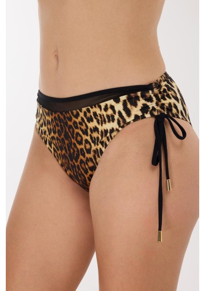 5639 Kahverengi Leopar Büstiyer Bikini Takımı modelleri