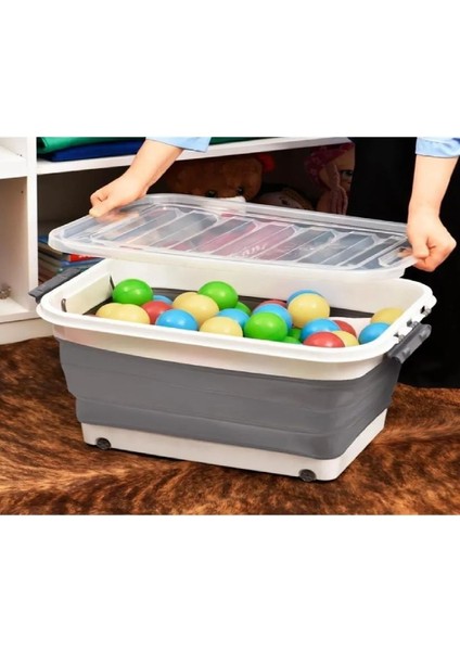 Tekerlekli Katlanır Pratik Saklama Kutusu 65 Litre Bagaj ve Ev Dağınıklı Piknik Sepeti Kapaklı fırsatları
