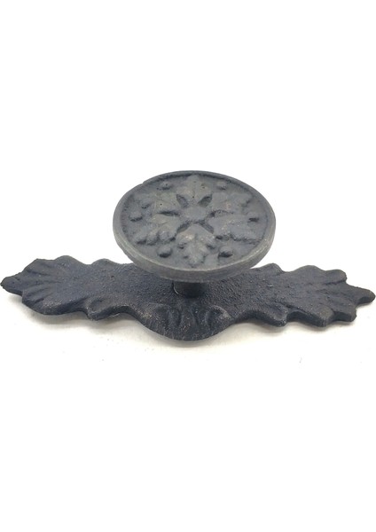 Antika Tarz Dekoratif Pirinç Çiçek Düğme - 27X70 Mm, Oksit