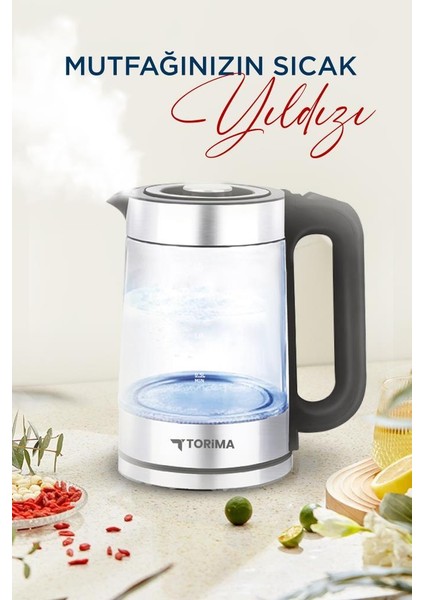 TY-083-18X29A Cam Ledli Kettle 1500W 1.8l Su Isıtıcı