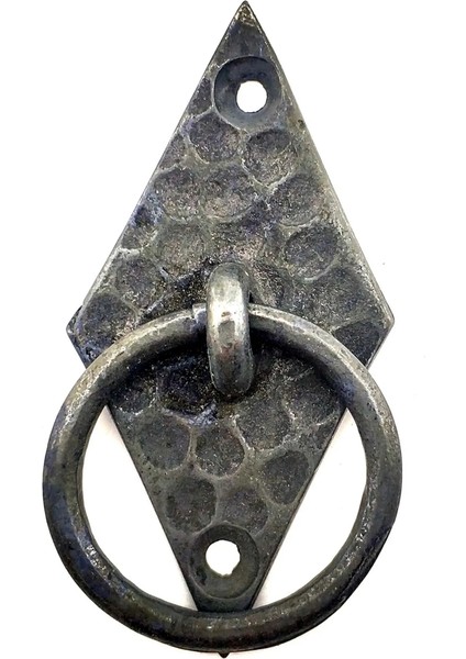 Antika Tarz Dekoratif Pirinç Dik Baklava Halka , Mobilya Kulbu - 82X41 Mm, Oksit