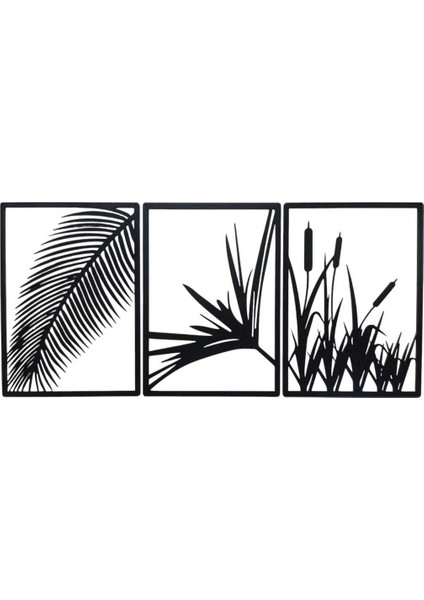 3 Parça 21 x 30 cm Sazlık Temalı Siyah Mdf Duvar Süsü (Çivi Ile Asılabilir)