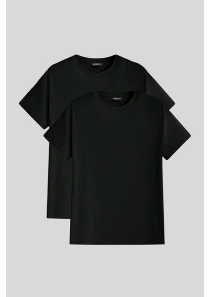 Erkek Tişört Standart Kalıp Basic Bisiklet Yaka T-Shırt Basıc-Mankensiz2