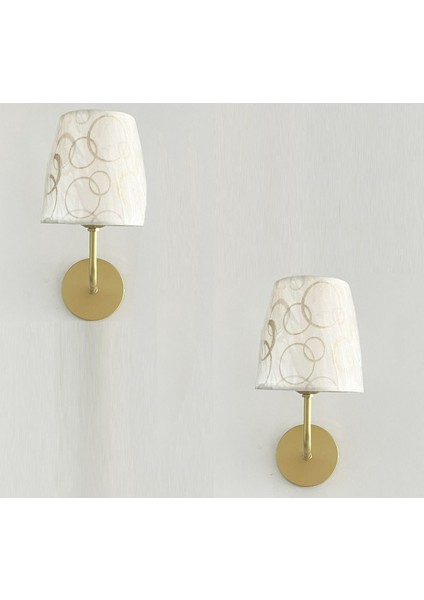 2'li Metal Aplik Seti, Sarı, E27 Duy, Lamba ve Pil Dahil, Özel Tasarım