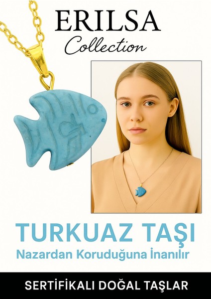 Sertifikalı Balık Model Firuze - Turkuaz Taşı Kolye – Şans, Koruma ve Ruhsal Huzur Taşı
