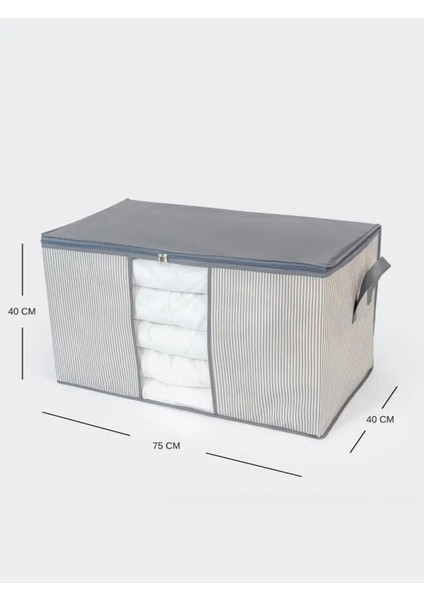 2 Adet Büyük Boy Pencereli Çizgi Desen Baskılı Yastık Yorgan Düzenleyici Hurç Seti 75 x 40 x 40