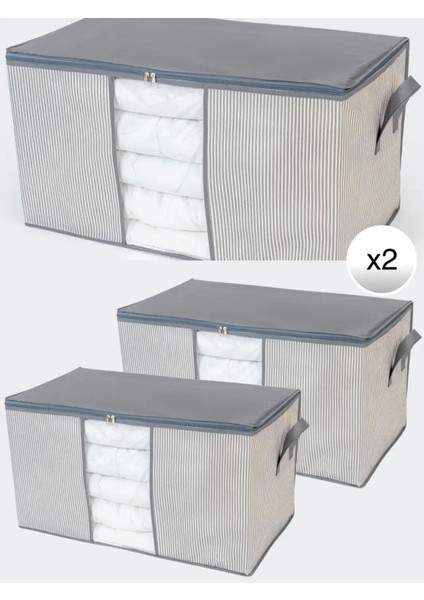 2 Adet Büyük Boy Pencereli Çizgi Desen Baskılı Yastık Yorgan Düzenleyici Hurç Seti 75 x 40 x 40 modelleri