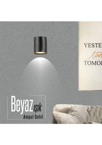 Şık Siyah Aplik, İç ve Dış Mekan Dekorasyonu İçin Beyaz Işık Seçeneği, Plastik Duy Tipi GU10