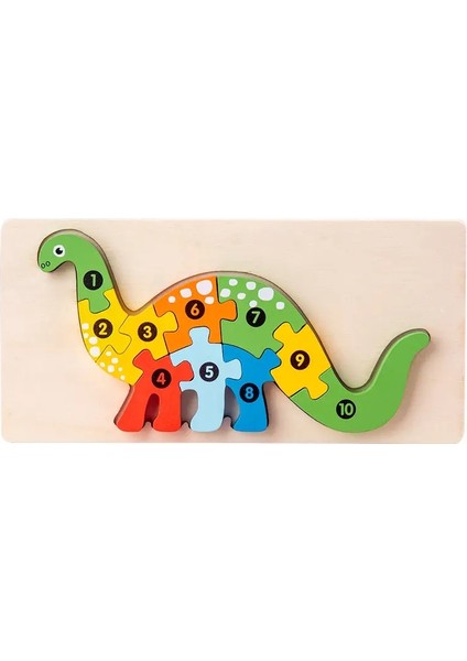 3D Stereoskopik Montessori Ahşap Bulmaca Karikatür Dinozor Hayvan Şekli Renk Bilişsel Eğitim Oyun Oyuncak Çocuklar Doğum Günü Hediyesi Renk: Dinozor (Yurt Dışından)