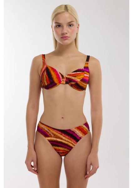 5646 Mavi Desenli Toparlayıcı Bikini Takımı