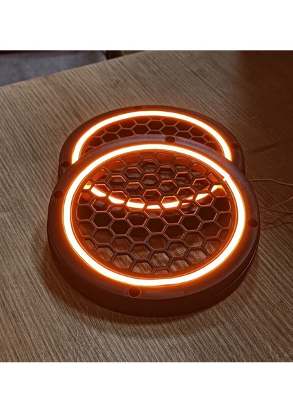 16CM Turuncu Neon Işıklı Hoparlör ve Midrange Kapağı 1takım (2ADET) Vidalanabilir indirimleri