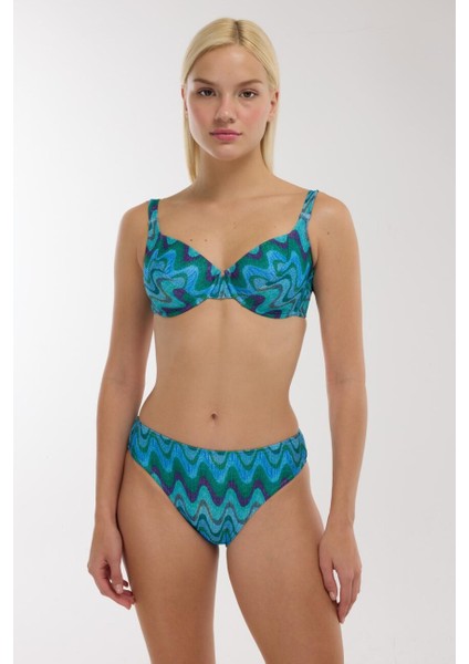 5646 Mavi Desenli Toparlayıcı Bikini Takımı