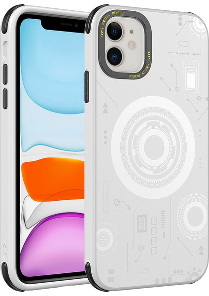 Apple iPhone 11 Uyumlu Rntc Wireless Şarj Özellikli Desenli Hot Kapak-Gold