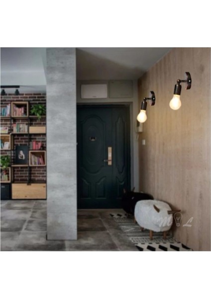 Rustik Bakır Eskitme Hareketli Duvar Aplikası, Metal, E27, Beyaz Renk fiyatları