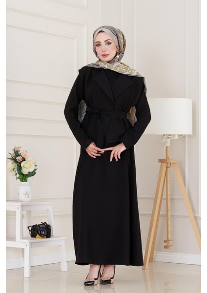 Tensel Yelekli Asel Elbise-Siyah fiyatları