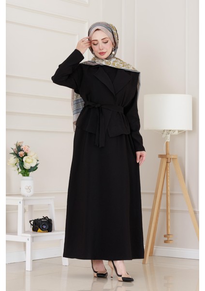 Tensel Yelekli Asel Elbise-Siyah modelleri